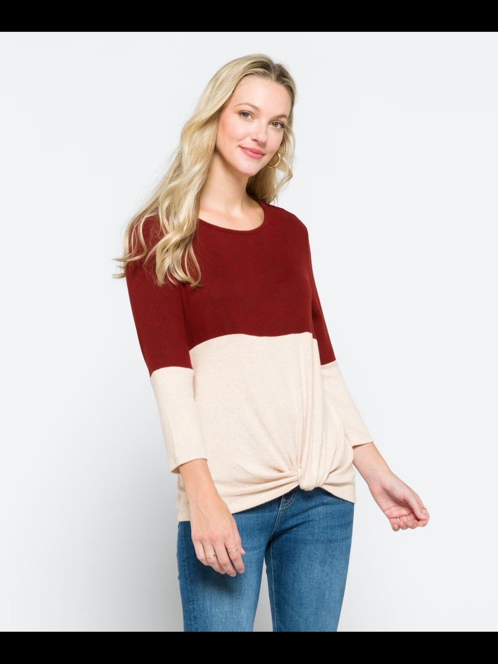 Market & Spruce 'Samantha' Front Twist Brushed Knit Top